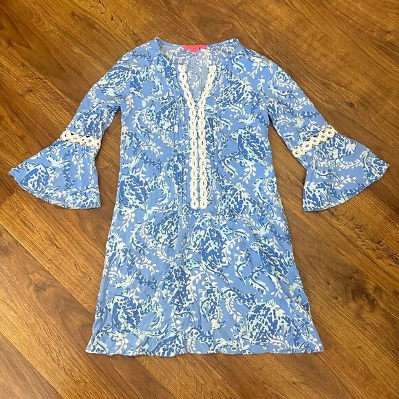 Lilly Pulitzer Hollie Tunic Dress Blue Peri TurtleyAwesome XXS - Picture 1 of 8